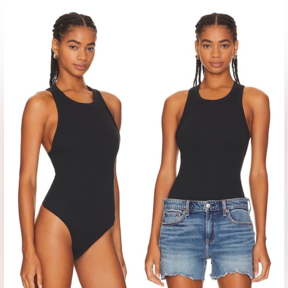 Free People Tops - NWT Free People Brexley Bodysuit in Balck Ribbed Thong Snap Crotch Revolve